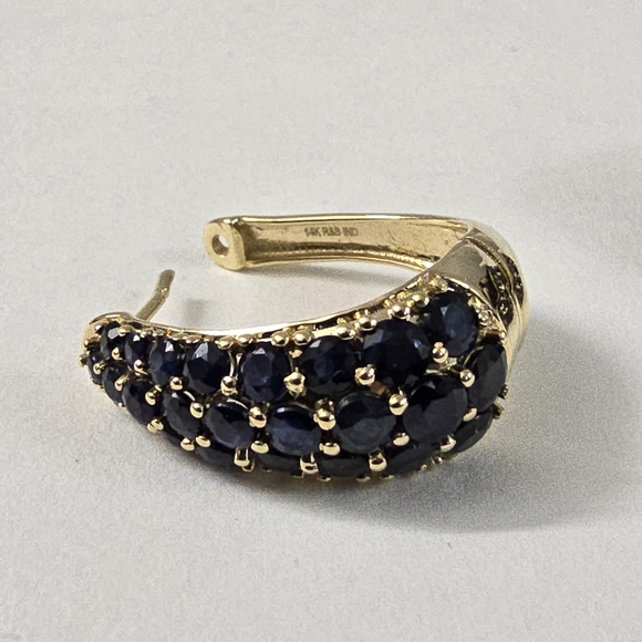 Watch Video / 14K Gold Sapphire Hoop Earrings - Picture 4 of 12